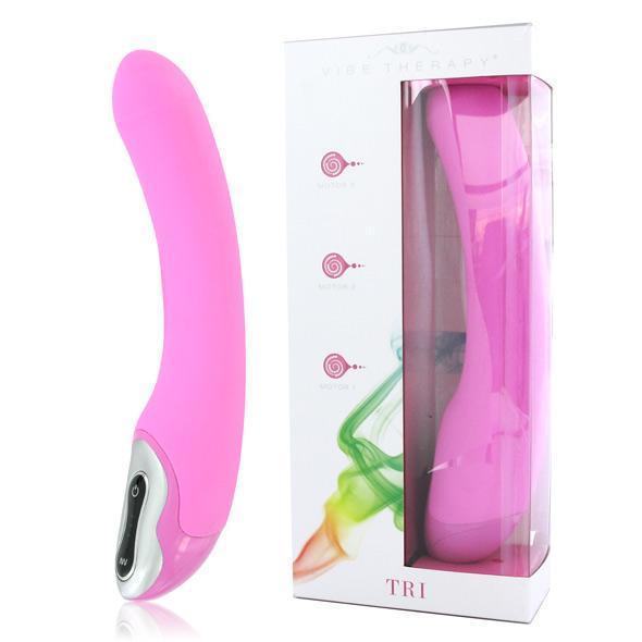 Vibe Therapy - Tri Vibrator (Pink) -  Non Realistic Dildo w/o suction cup (Vibration) Non Rechargeable  Durio.sg