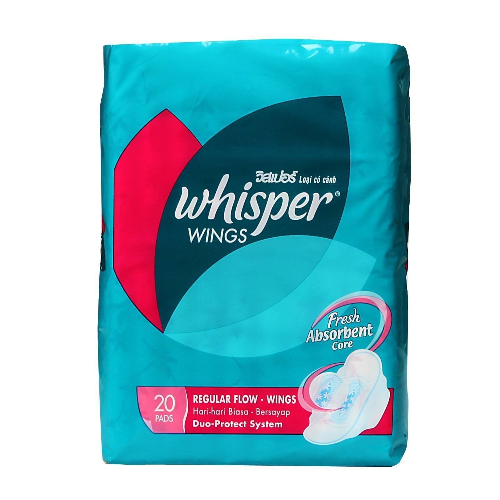 Whisper - Regular Flow Wings 20s -  Panty Liners  Durio.sg