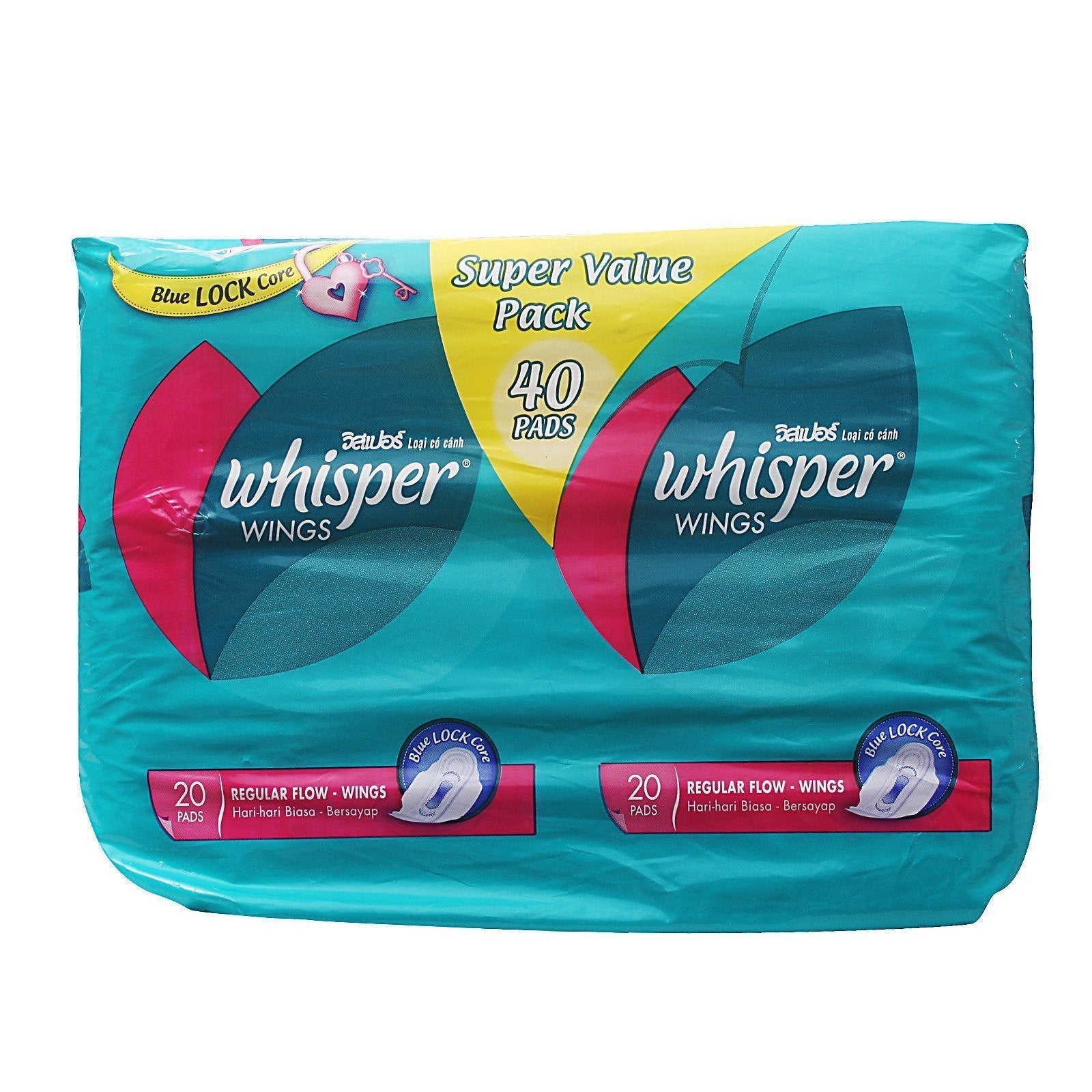 Whisper - Regular Flow Wings 20sx2 Value Pack -  Panty Liners  Durio.sg