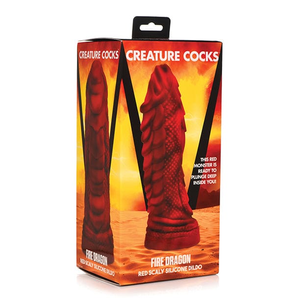 XR - Creature Cocks Fire Dragon Scaly Silicone Dildo (Red) -  Non Realistic Dildo with suction cup (Non Vibration)  Durio.sg