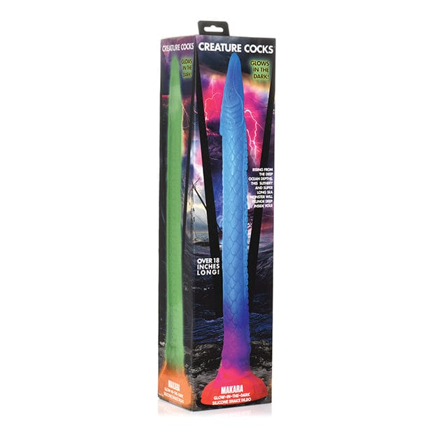 XR - Creature Cocks Glow in the Dark Makara Silicone Snake Dildo 18" (Multi Colour) -  Non Realistic Dildo with suction cup (Non Vibration)  Durio.sg