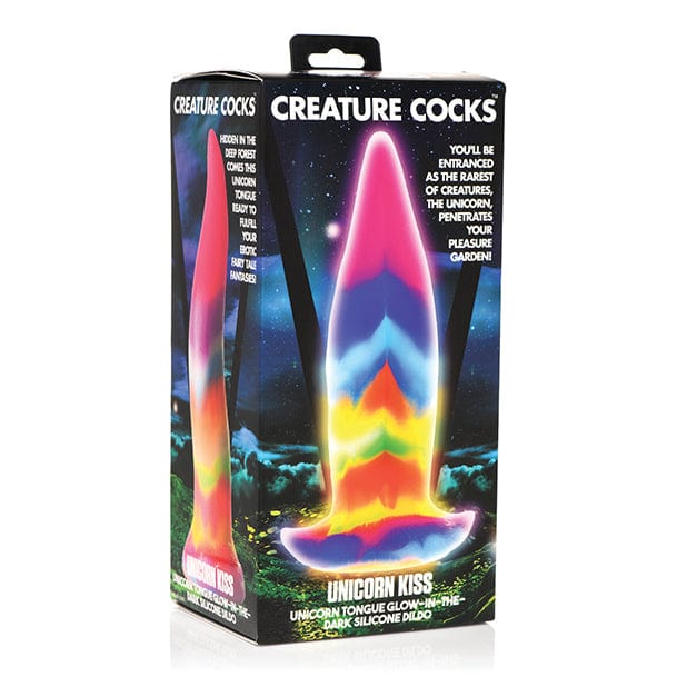 XR - Creature Cocks Glow in the Dark Unicorn Kiss Silicone Tongue Dildo (Rainbow) -  Non Realistic Dildo with suction cup (Non Vibration)  Durio.sg