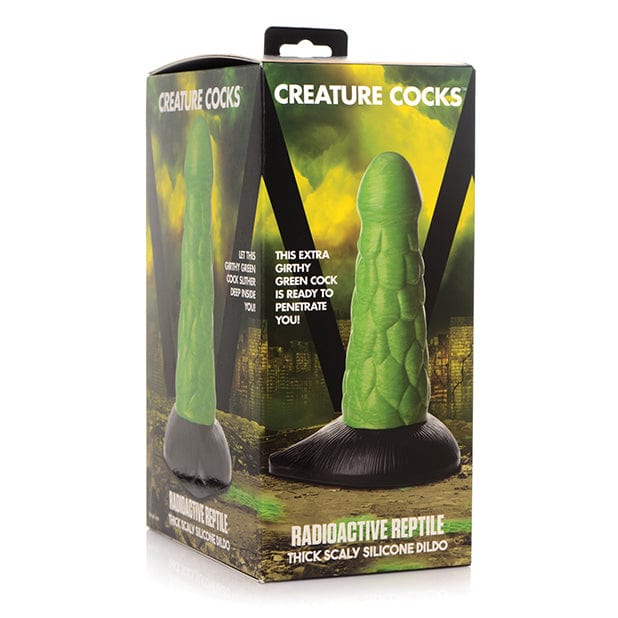 XR - Creature Cocks Radioactive Reptile Thick Scaly Silicone Dildo (Green/Black) -  Non Realistic Dildo with suction cup (Non Vibration)  Durio.sg
