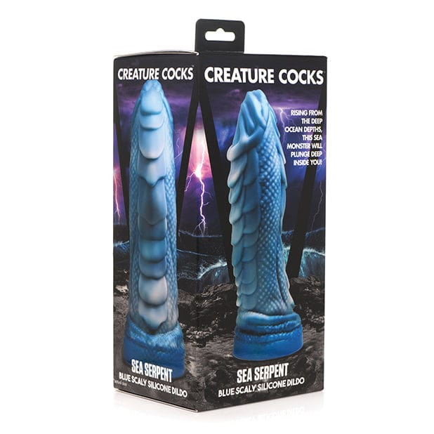 XR - Creature Cocks Sea Serpent Scaly Silicone Dildo (Blue) -  Non Realistic Dildo with suction cup (Non Vibration)  Durio.sg