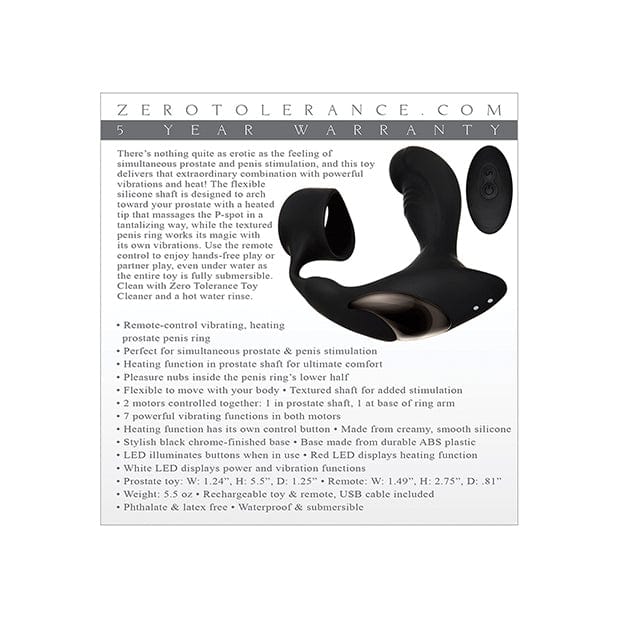 Zero Tolerance - Strapped and Tapped Heating Vibrating Prostate Massager (Black) -  Remote Control Anal Plug (Vibration) Rechargeable  Durio.sg