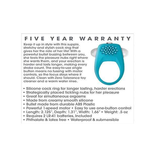 Zero Tolerance - Teal Tickler Vibrating Cock Ring (Blue) -  Silicone Cock Ring (Vibration) Non Rechargeable  Durio.sg