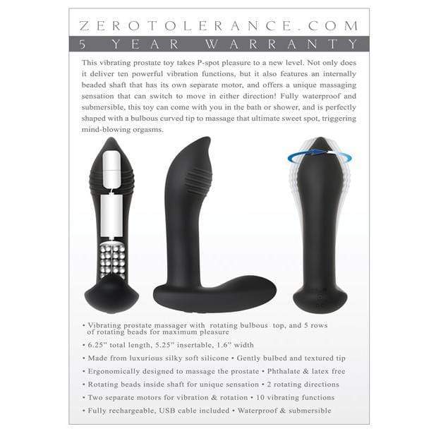 Zero Tolerance - Twisted Rimmer Prostate Massager (Black) -  Prostate Massager (Vibration) Rechargeable  Durio.sg