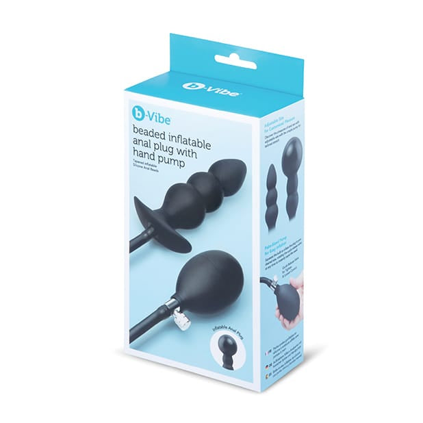 B-Vibe - Beaded Inflatable Anal Plug with HandPump (Black) BV1023 Durio.sg