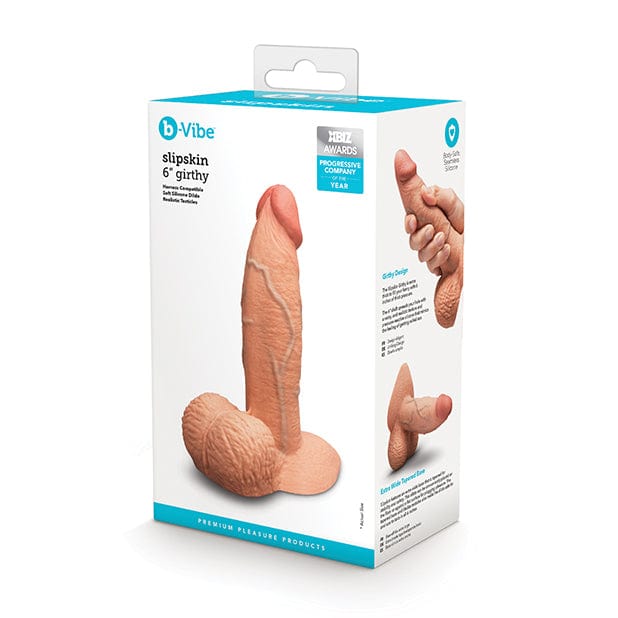 B Vibe - Slipskin 6" Girthy Realistic Dildo (Mocha) BV1019 Durio.sg