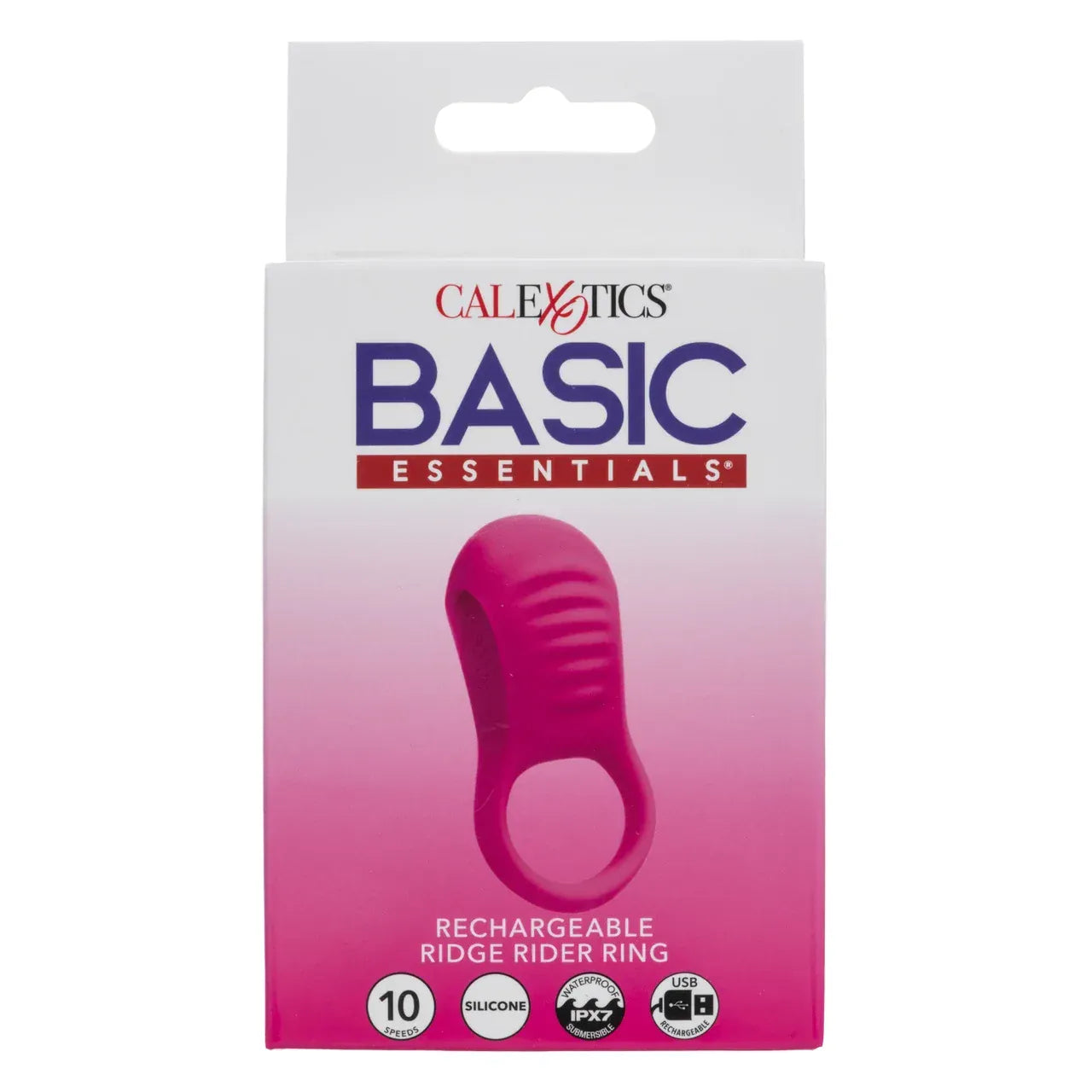 CalExotics - Basic Essentials Rechargeable Ridge Rider Cock Ring (Pink) CE2184 Durio.sg