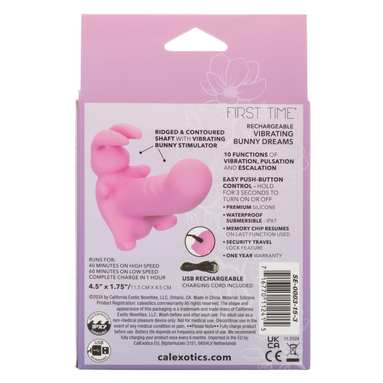 CalExotics - First Time Rechargeable Vibrating Bunny Dreams (Pink) CE2190 Durio.sg