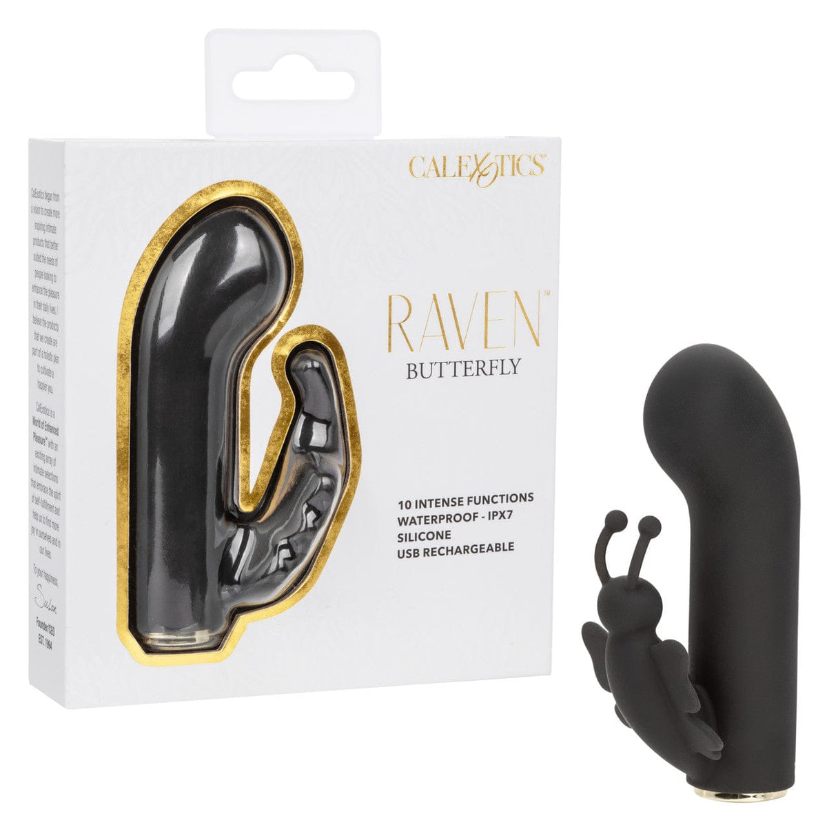 CalExotics - Raven Butterfly Rechargeable Mini Dual Vibrator (Black) CE2192 Durio.sg