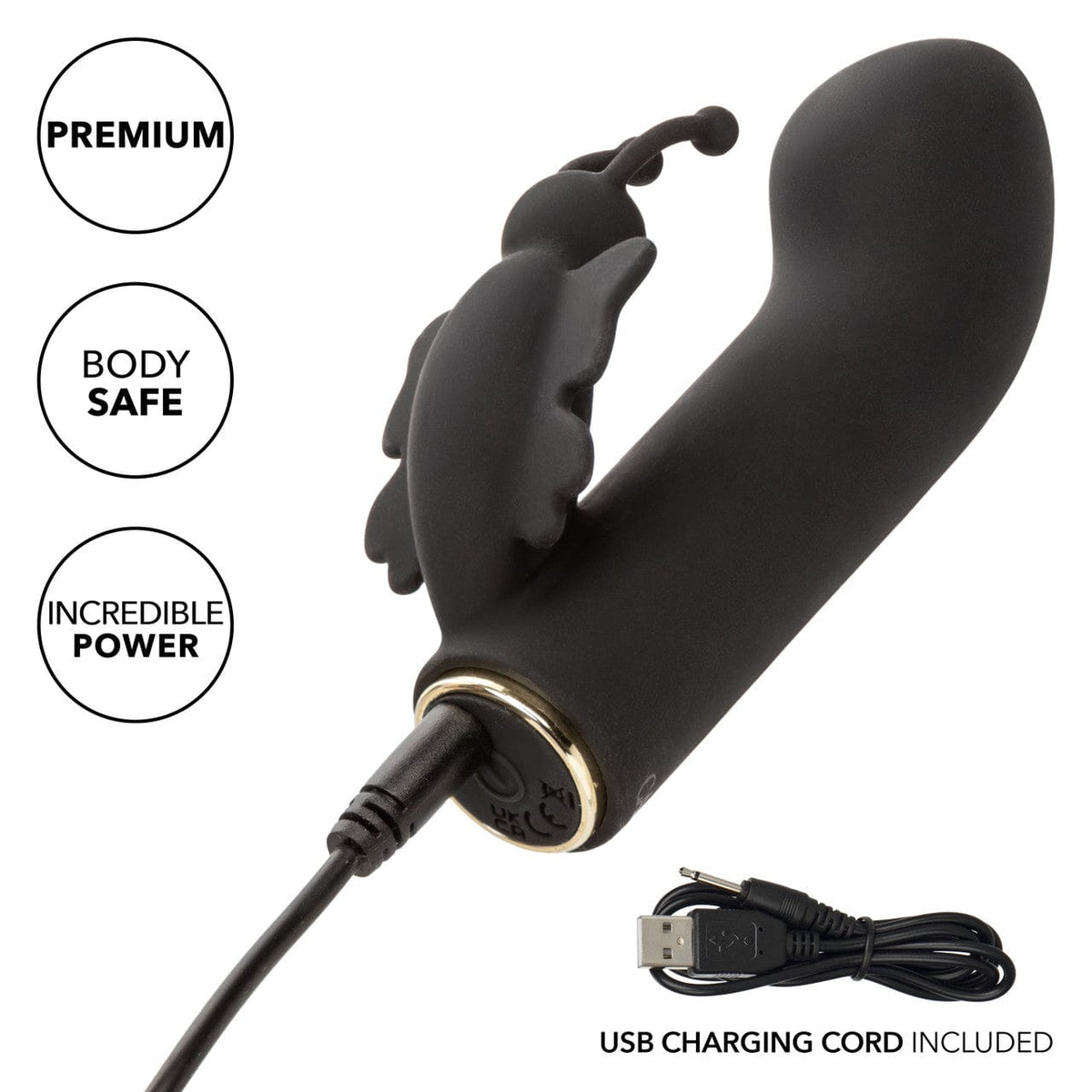 CalExotics - Raven Butterfly Rechargeable Mini Dual Vibrator (Black) CE2192 Durio.sg