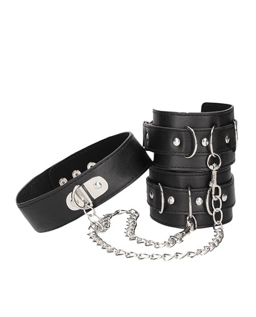 Shots - Ouch Bonded Leather Collar with Hand Cuffs (Black) ST1086 Durio.sg