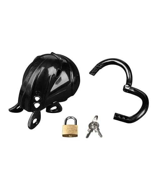 Blue Line - Full Restraint Silicone Cock and Balls Chastity Device (Black) BL1018 Durio.sg