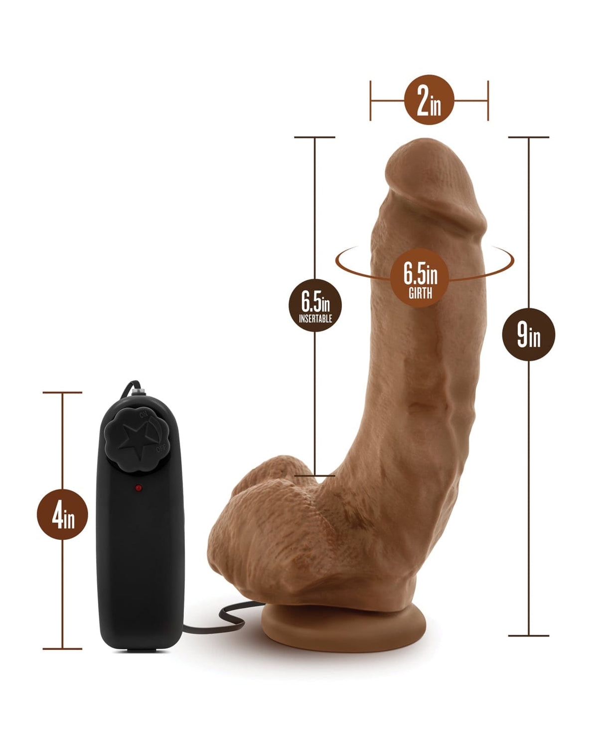 Blush Novelties - Coverboy The Boxer Vibrating Suction Dildo (Brown) BN1184 Durio.sg