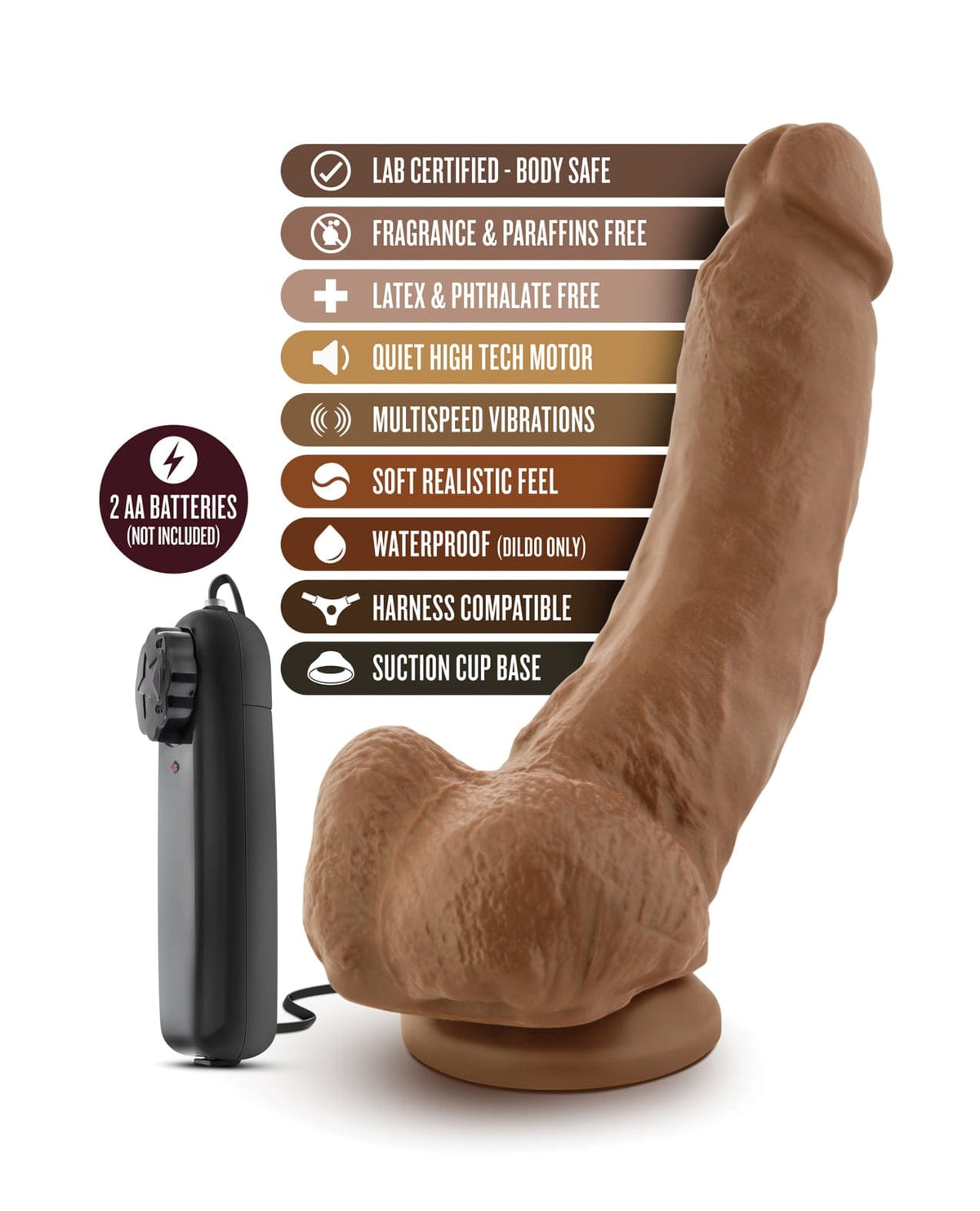 Blush Novelties - Coverboy The Boxer Vibrating Suction Dildo (Brown) BN1184 Durio.sg