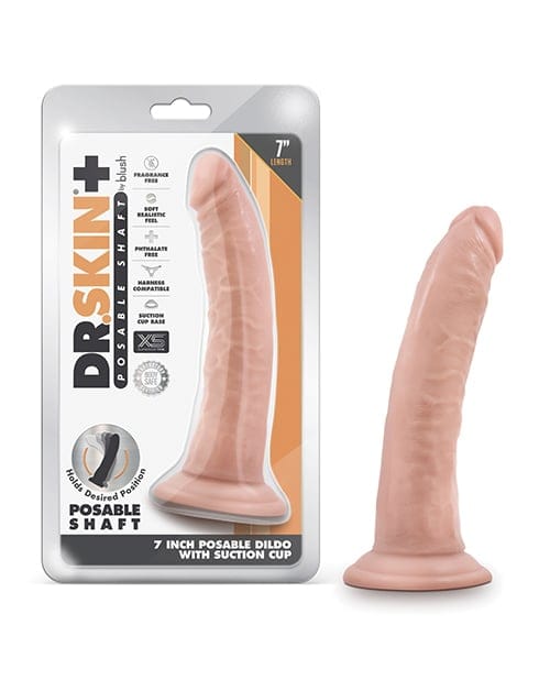 Blush Novelties - Dr Skin Plus Posable Triple Density Dildo (Beige) BN1186 Durio.sg