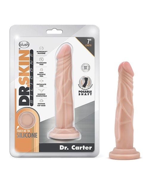 Blush Novelties - Dr Skin Silicone Dr Carter Posable Suction Dildo (Beige) BN1174 Durio.sg