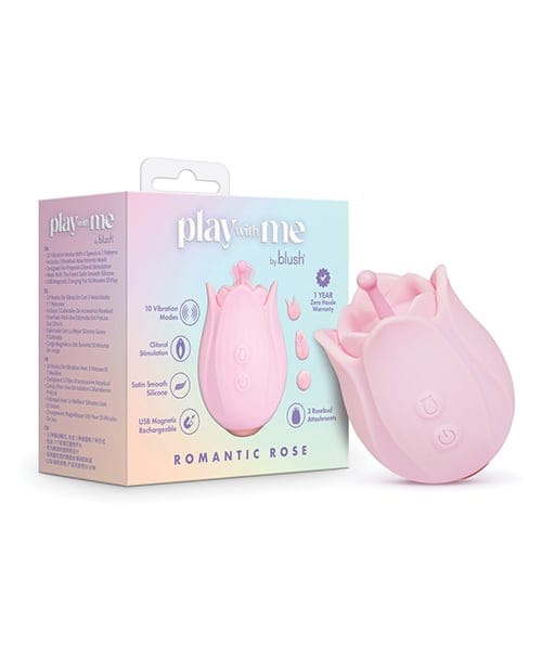 Blush Novelties - Play With Me Romantic Rose Rechargeable Silicone Clitoral Vibrator (Pink) BN1178 Durio.sg