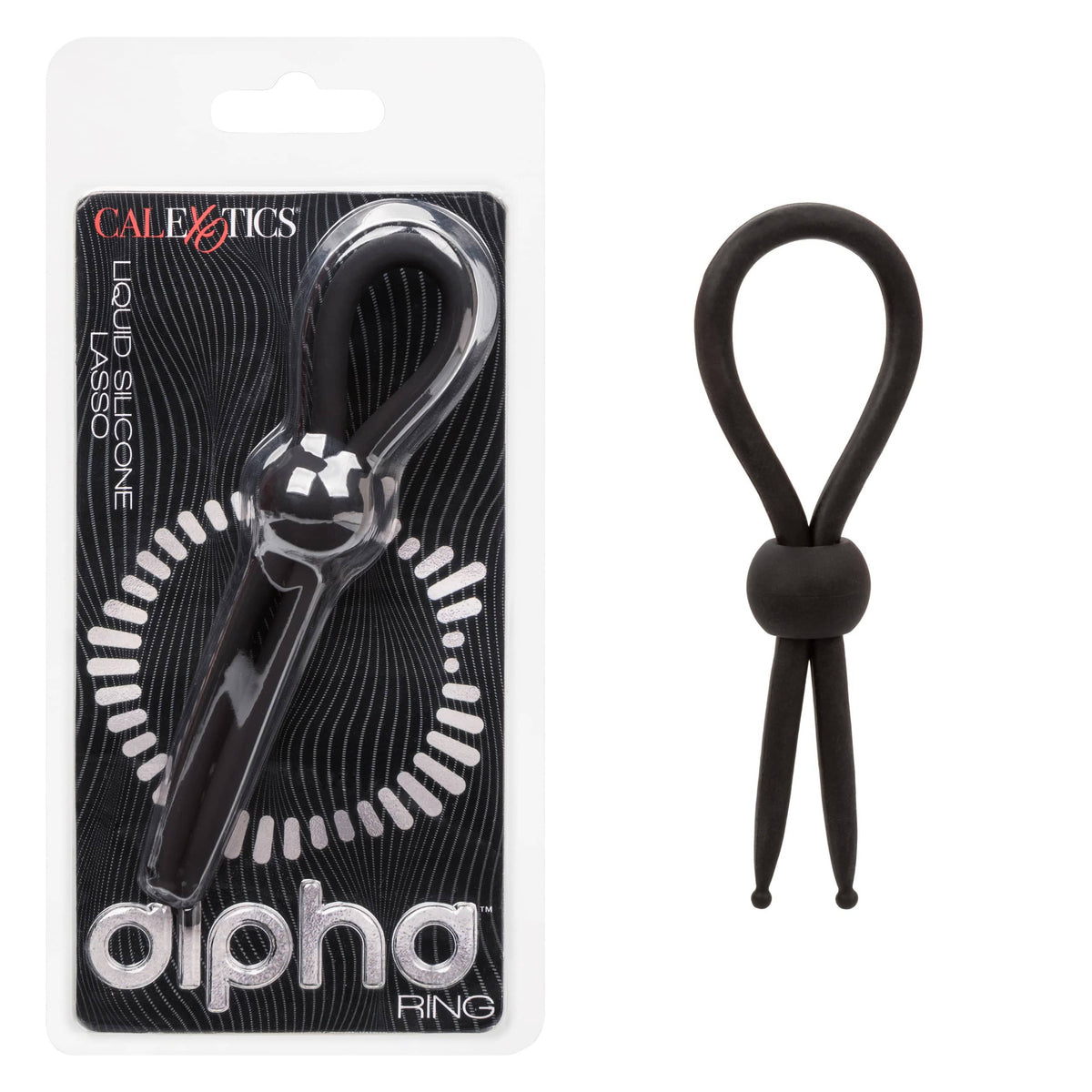 CalExotics - Alpha Liquid Silicone Adjustable Lasso Cock Ring (Black) CE2181 Durio.sg