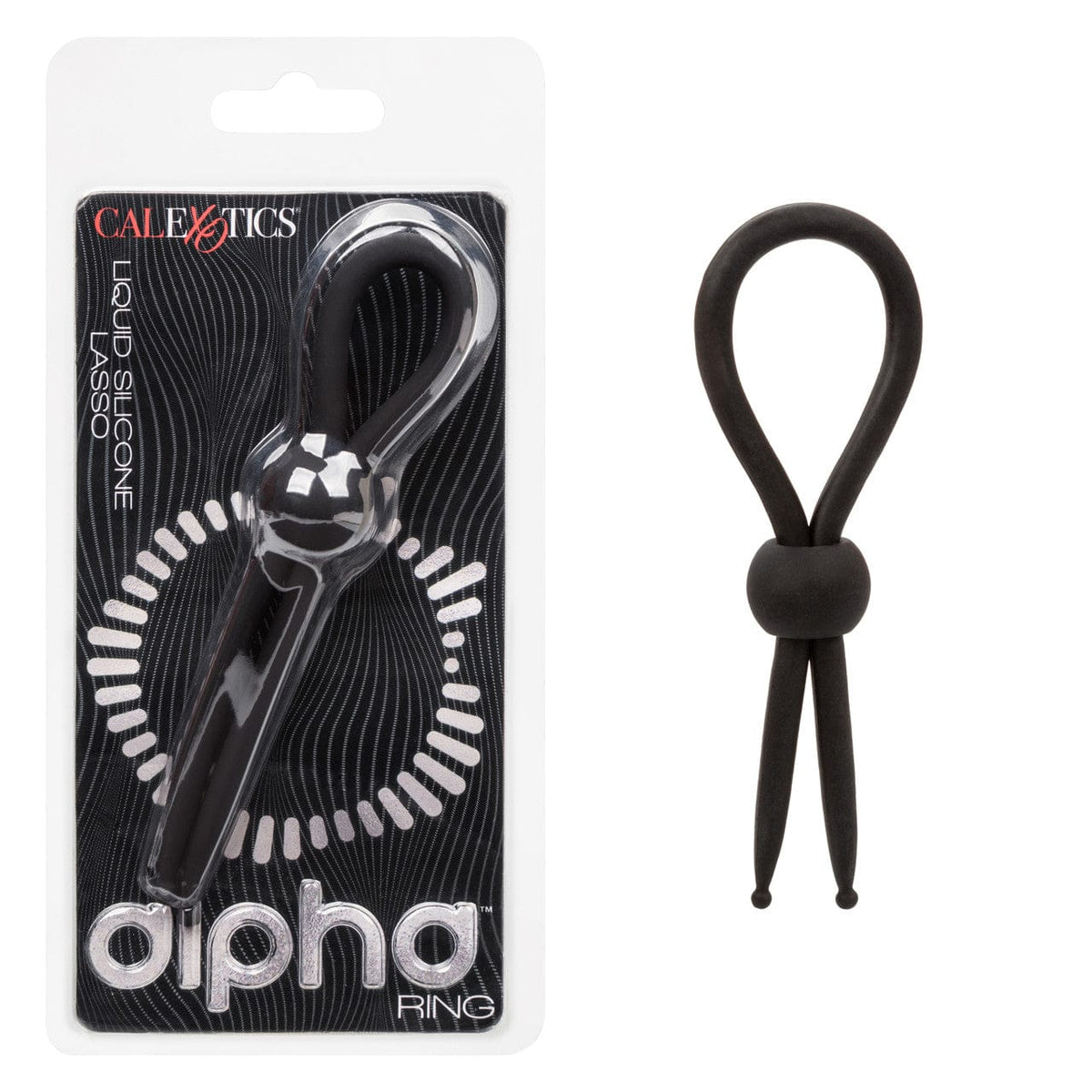 CalExotics - Alpha Liquid Silicone Adjustable Lasso Cock Ring (Black) CE2181 Durio.sg