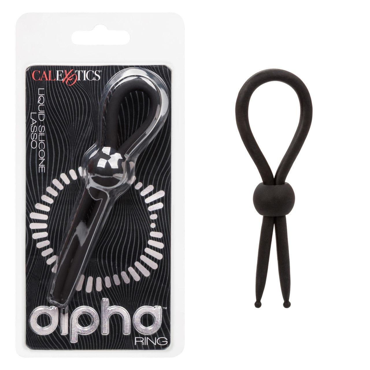 CalExotics - Alpha Liquid Silicone Adjustable Lasso Cock Ring (Black) CE2181 Durio.sg