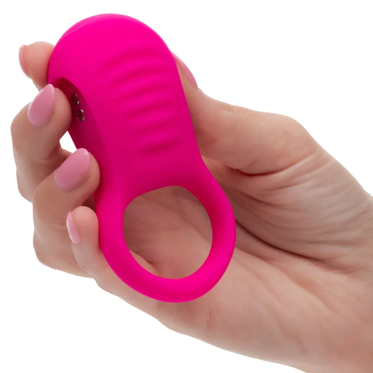 CalExotics - Basic Essentials Rechargeable Ridge Rider Cock Ring (Pink) CE2184 Durio.sg