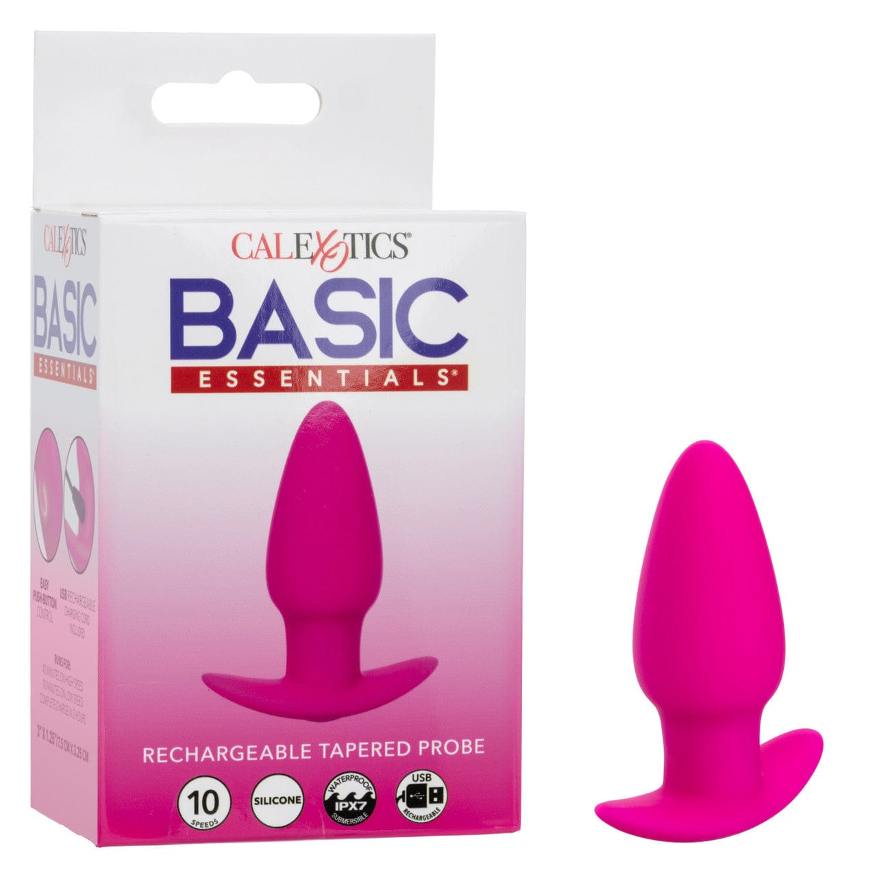 CalExotics - Basic Essentials Rechargeable Tapered Vibrating Probe (Pink) CE2185 Durio.sg