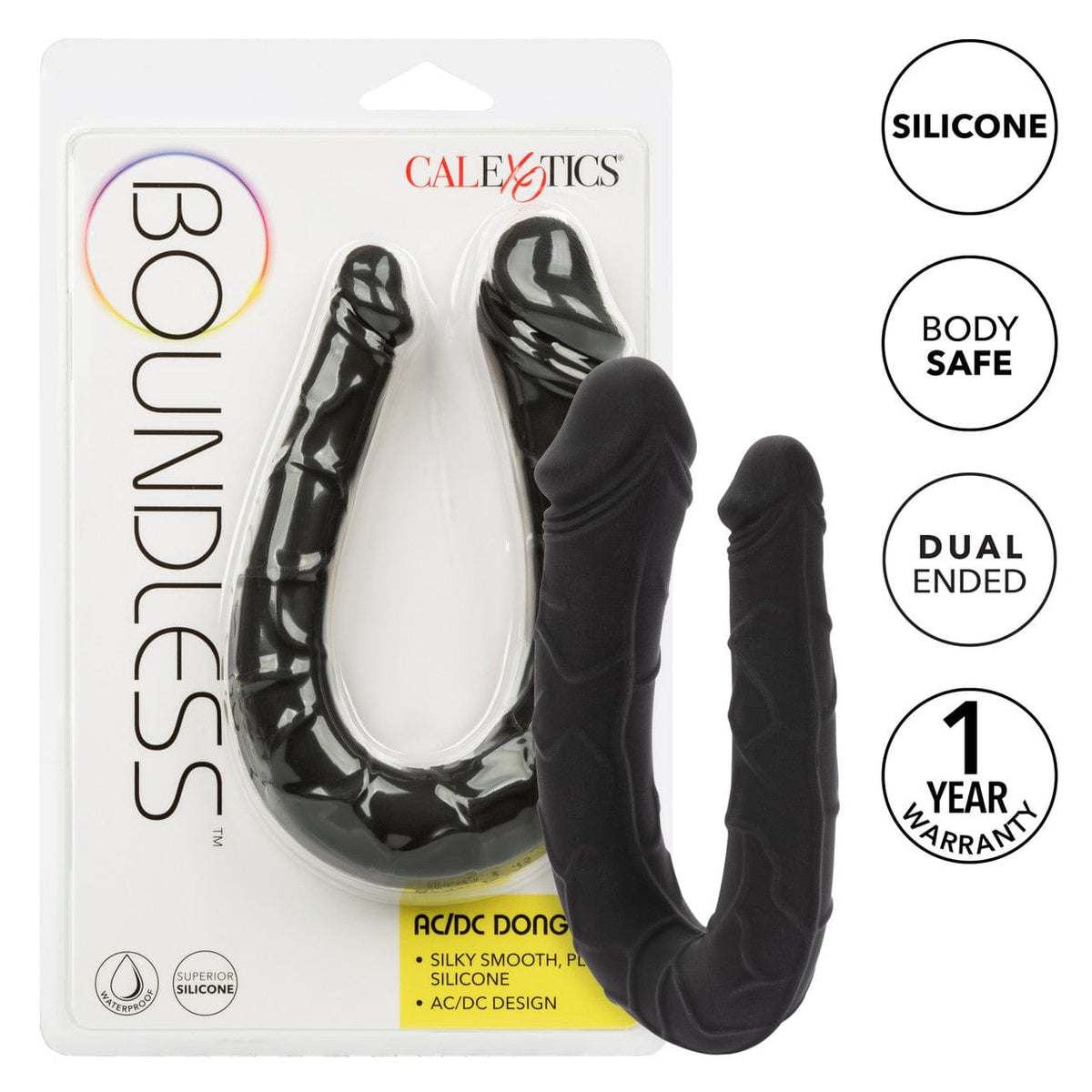CalExotics - Boundless AC/DC Flexible Double Ended Silicone Dildo (Black) CE2186 Durio.sg