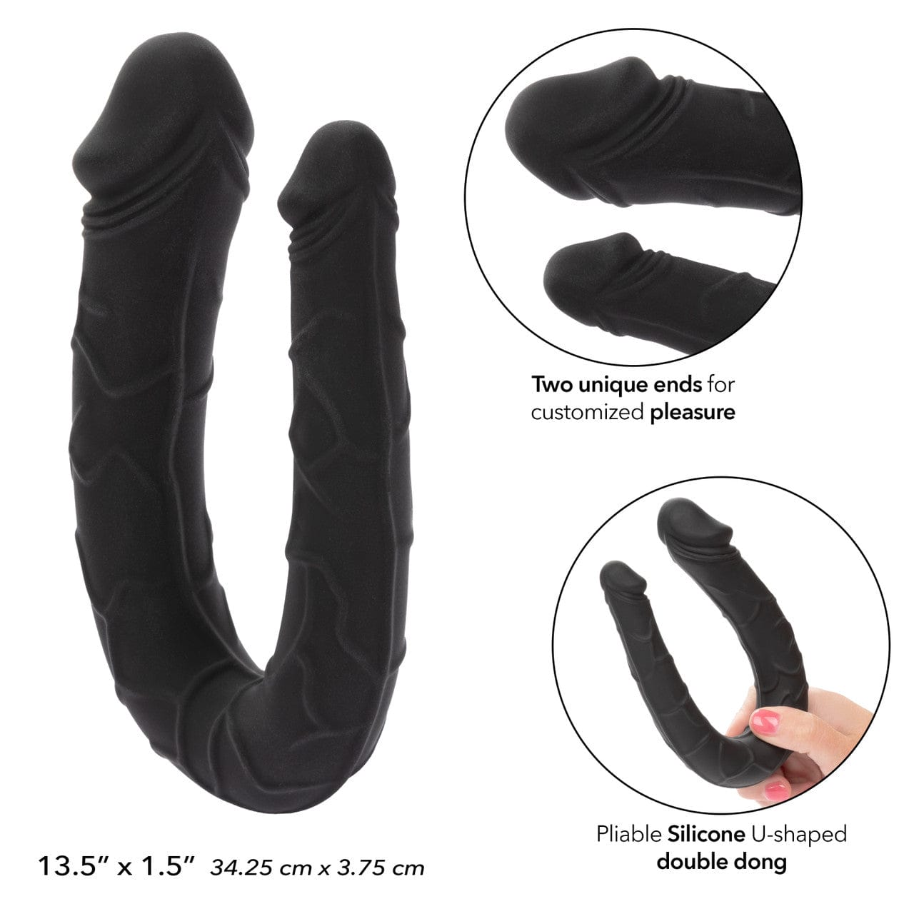 CalExotics - Boundless AC/DC Flexible Double Ended Silicone Dildo (Black) CE2186 Durio.sg