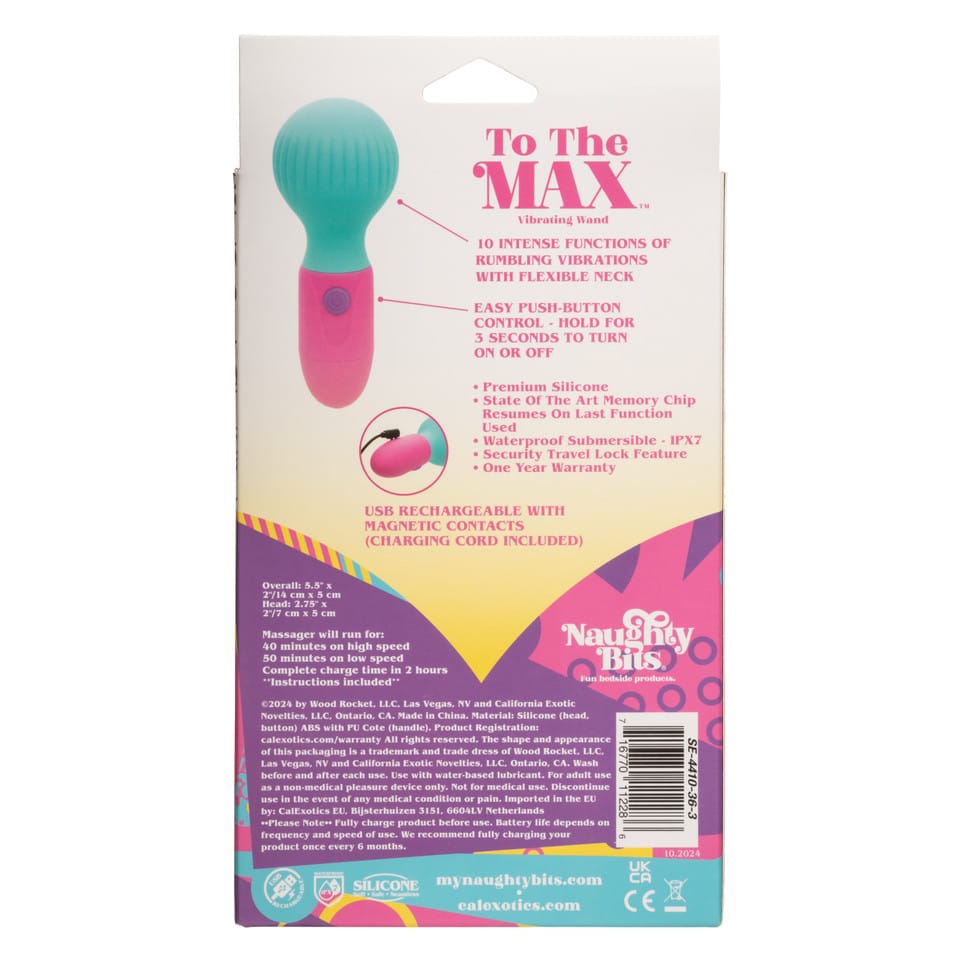 CalExotics - Naughty Bits To The Max Rechargeable Mini Wand Vibrator (Blue) CE2145 Durio.sg