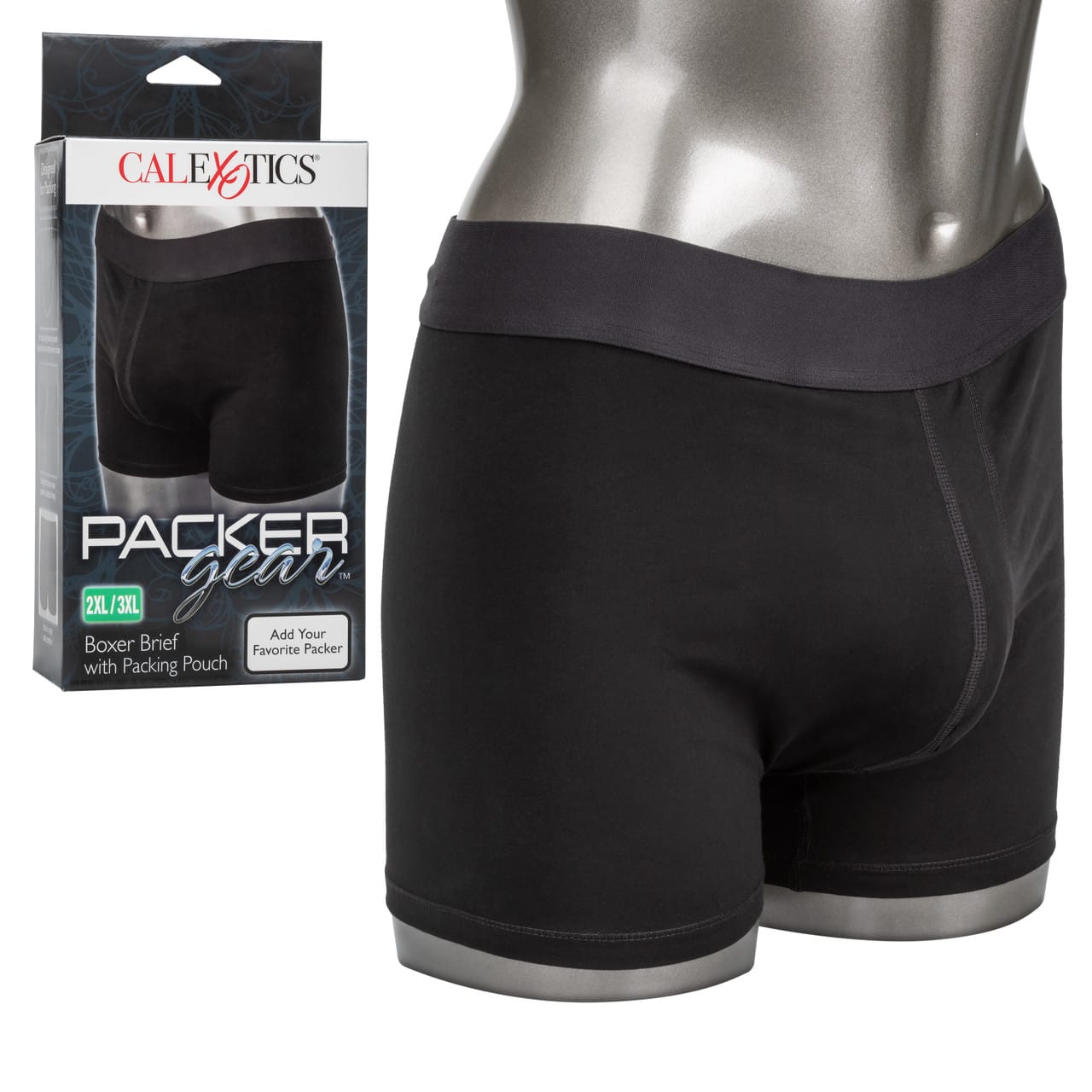 CalExotics - Packer Gear Boxer Brief with Packing Pouch 2XL/3XL (Black) CE2165 Durio.sg