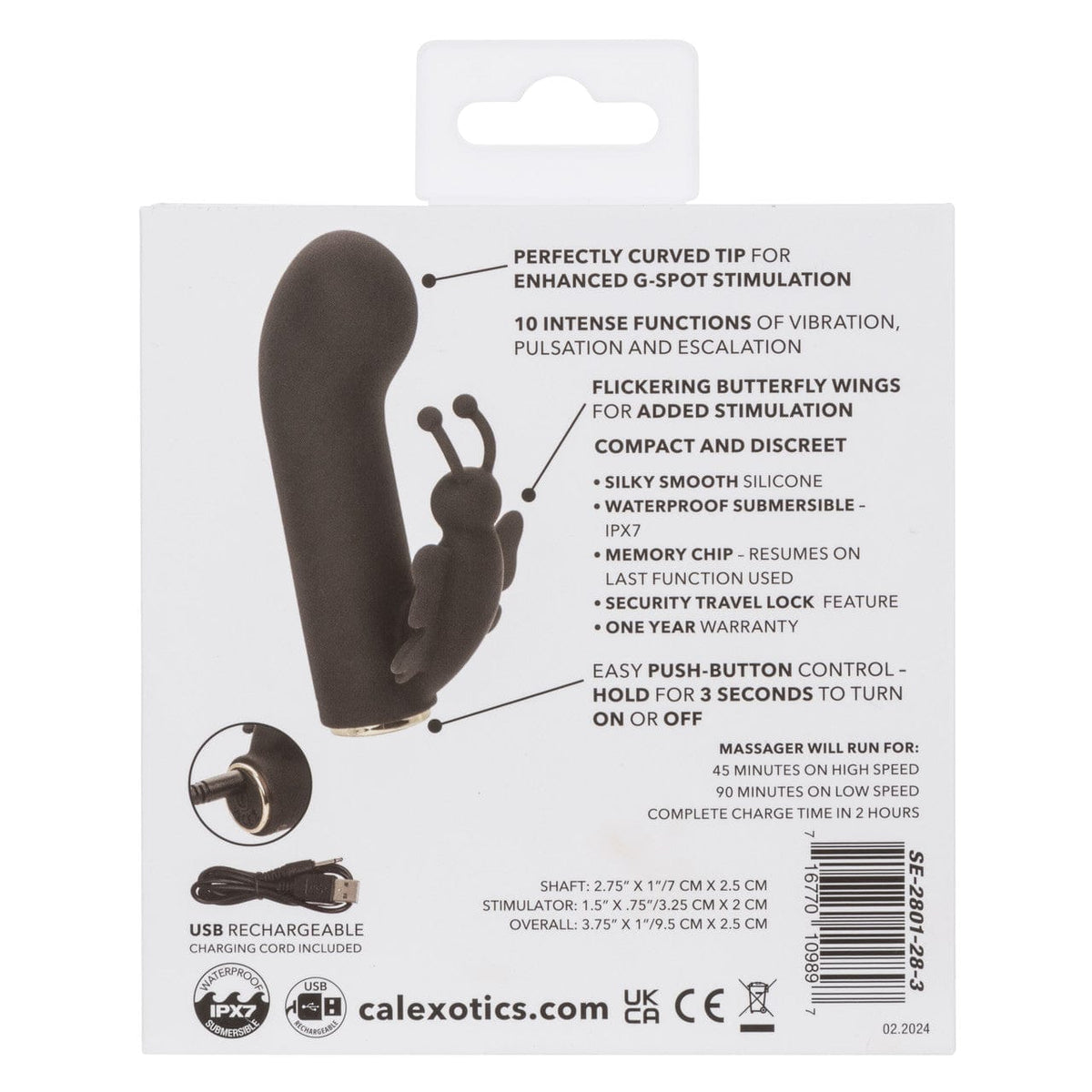 CalExotics - Raven Butterfly Rechargeable Mini Dual Vibrator (Black) CE2192 Durio.sg