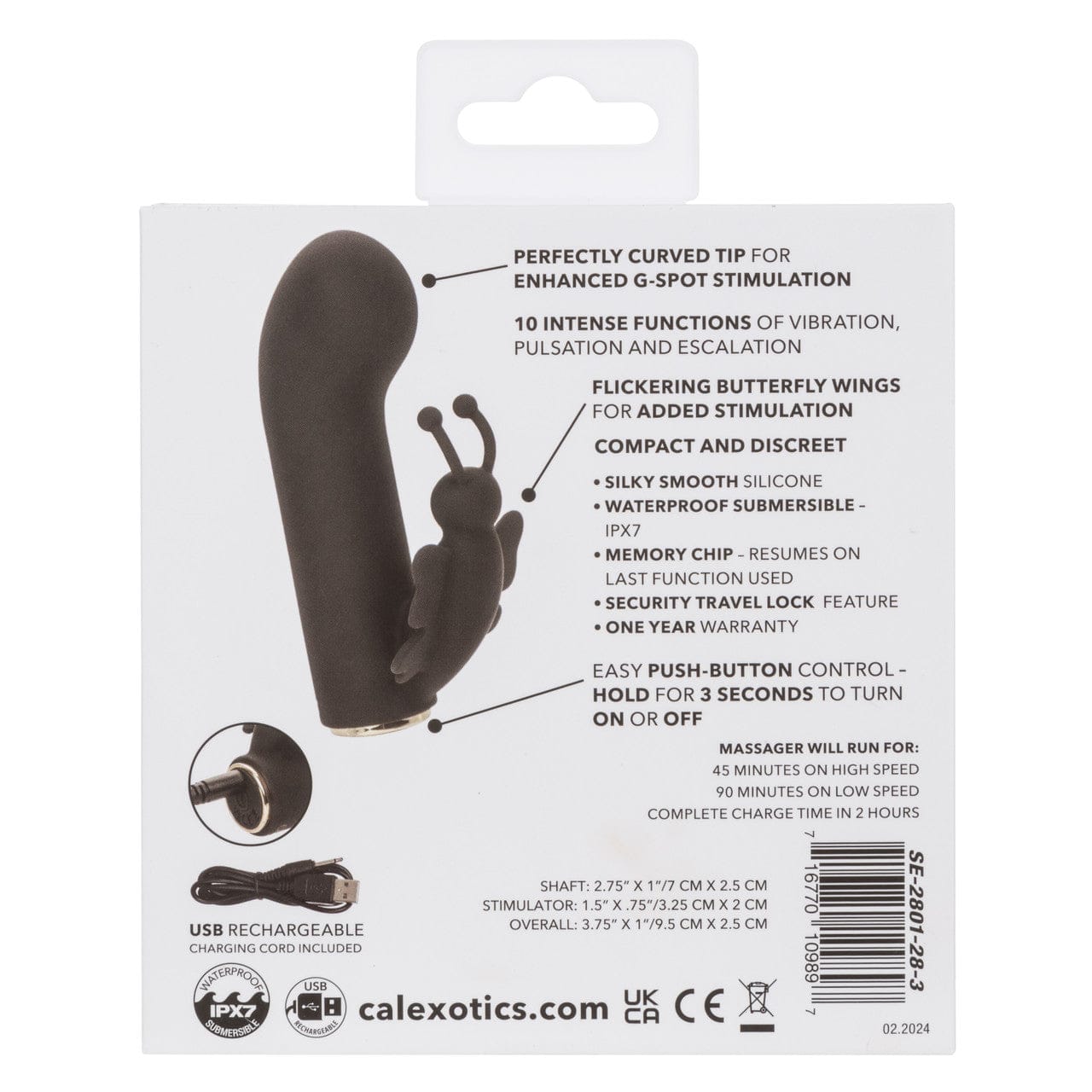 CalExotics - Raven Butterfly Rechargeable Mini Dual Vibrator (Black) CE2192 Durio.sg
