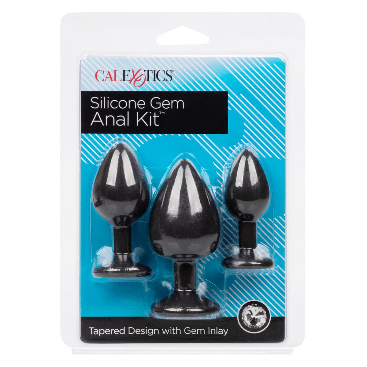 CalExotics - Silicone Gem Graduated Anal Plug Kit (Black) CE2198 Durio.sg