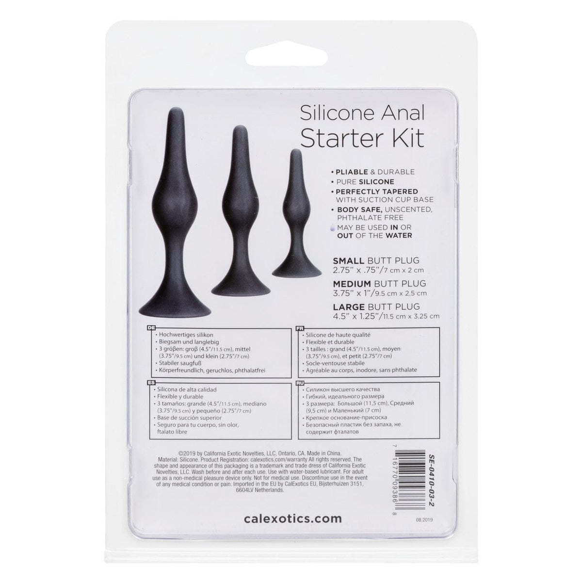 CalExotics - Silicone Graduated Anal Starter Kit with Suction Bases (Black) CE2197 Durio.sg