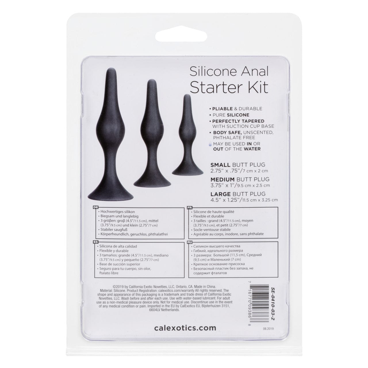 CalExotics - Silicone Graduated Anal Starter Kit with Suction Bases (Black) CE2197 Durio.sg