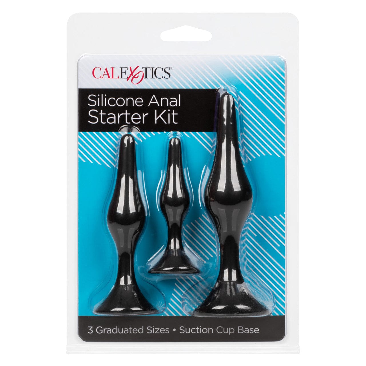 CalExotics - Silicone Graduated Anal Starter Kit with Suction Bases (Black) CE2197 Durio.sg