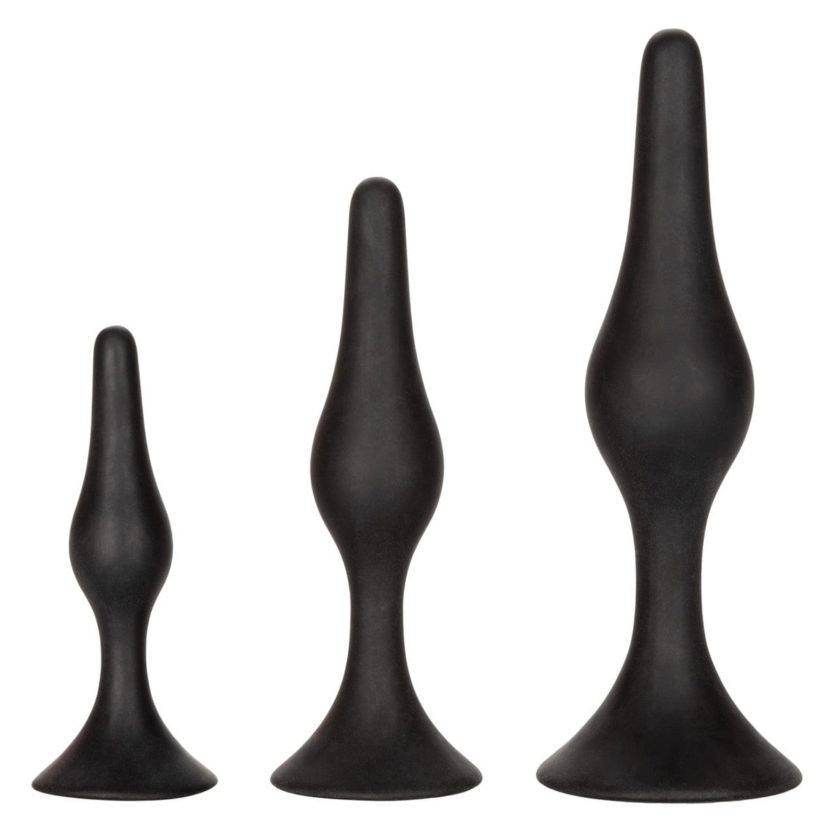 CalExotics - Silicone Graduated Anal Starter Kit with Suction Bases (Black) CE2197 Durio.sg