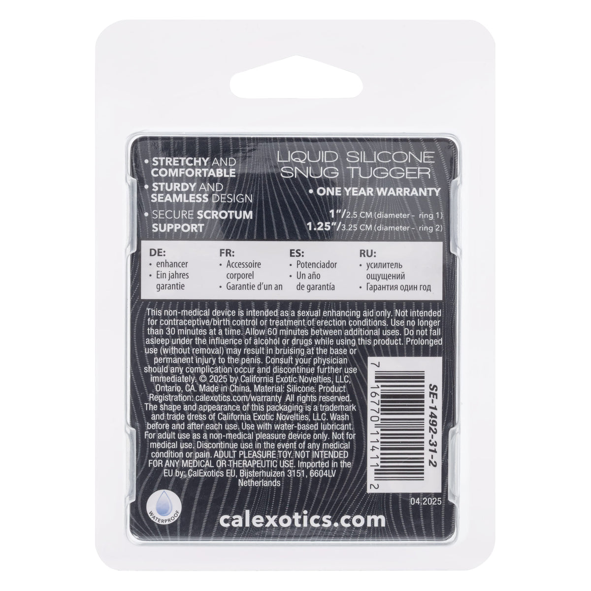 California Exotics - Alpha Liquid Silicone Snug Tugger Cock Ring (Black) CE2133 Durio.sg