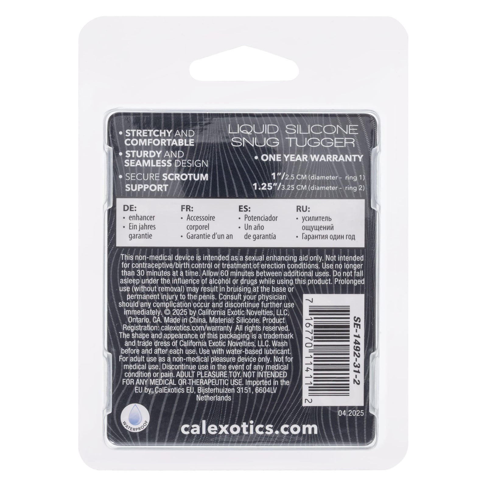 California Exotics - Alpha Liquid Silicone Snug Tugger Cock Ring (Black) CE2133 Durio.sg