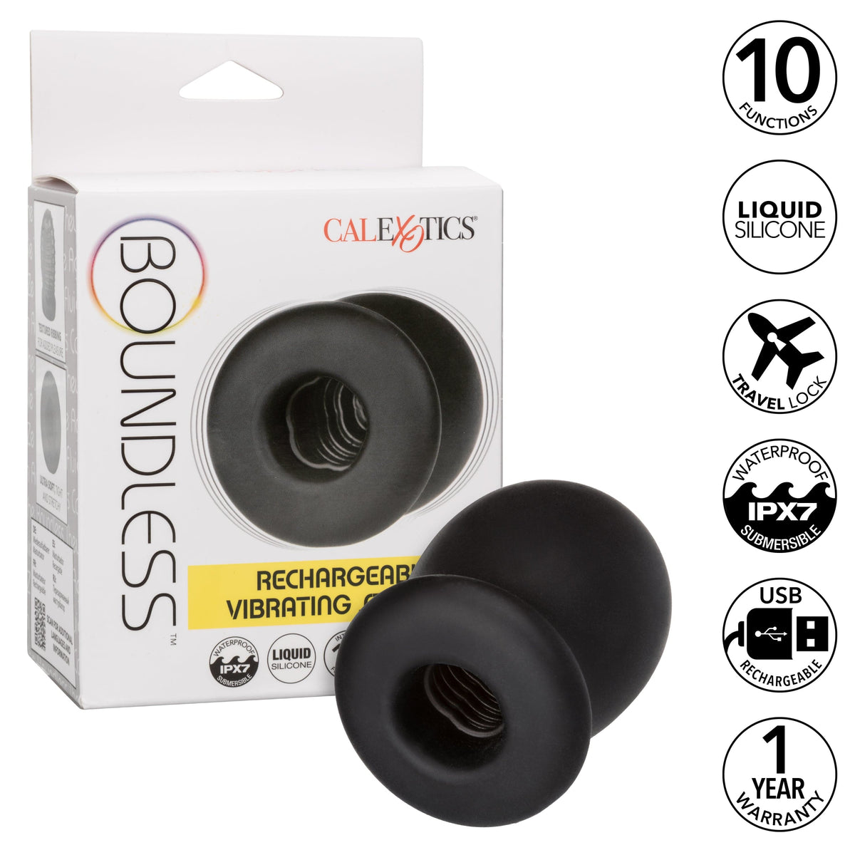 California Exotics - Boundless Rechargeable Vibrating Stroker Masturbator (Black) CE2024 Durio.sg
