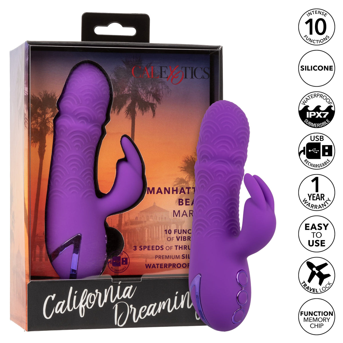 California Exotics - California Dreaming Manhattan Beach Marvel Rabbit Vibrator (Purple) CE2103 Durio.sg