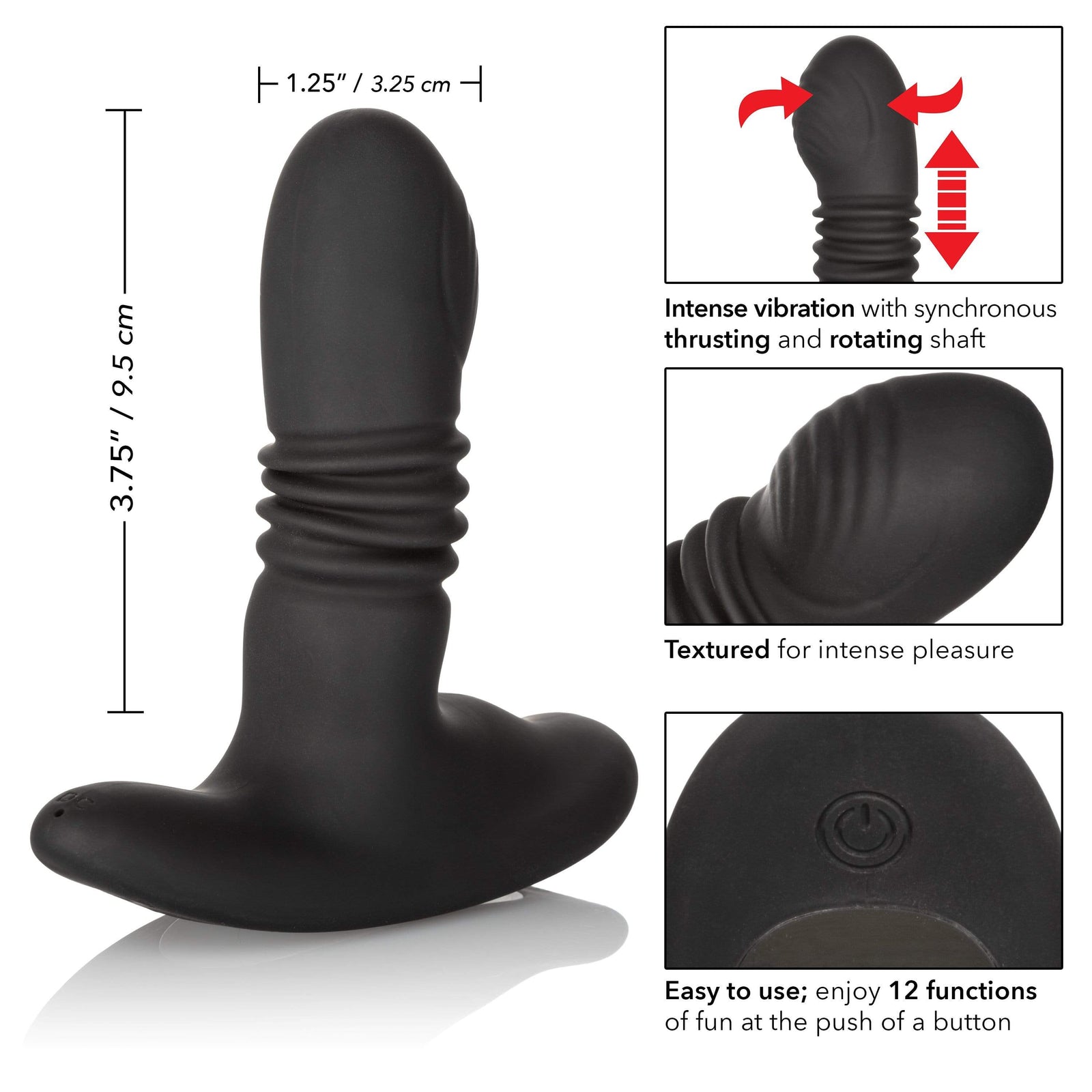California Exotics - Eclipse Thrusting Rotator Probe Massager (Black) CE1679 Durio.sg