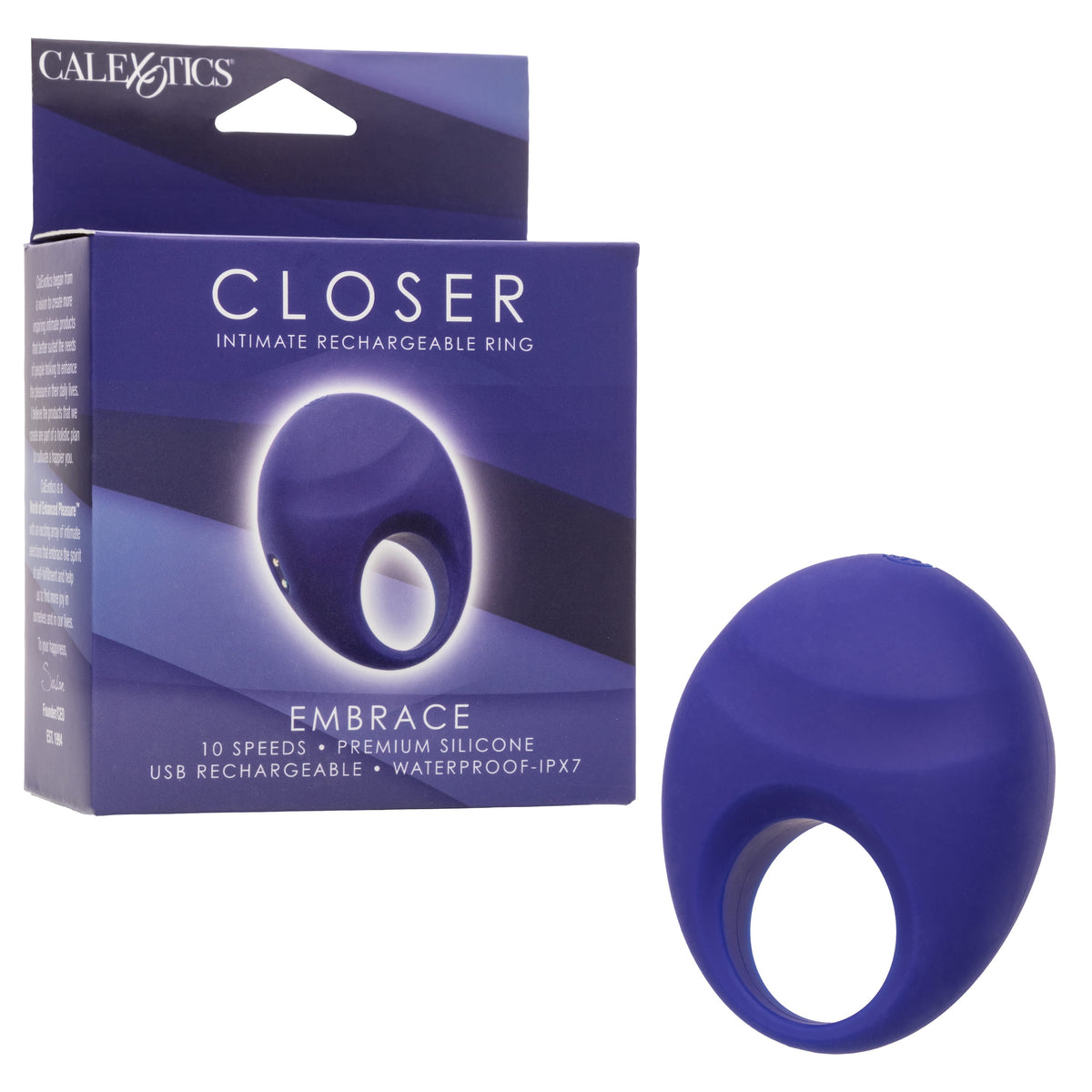 California Exotics - Embrace Closer Intimate Rechargeable Cock Ring (Blue) CE2139 Durio.sg