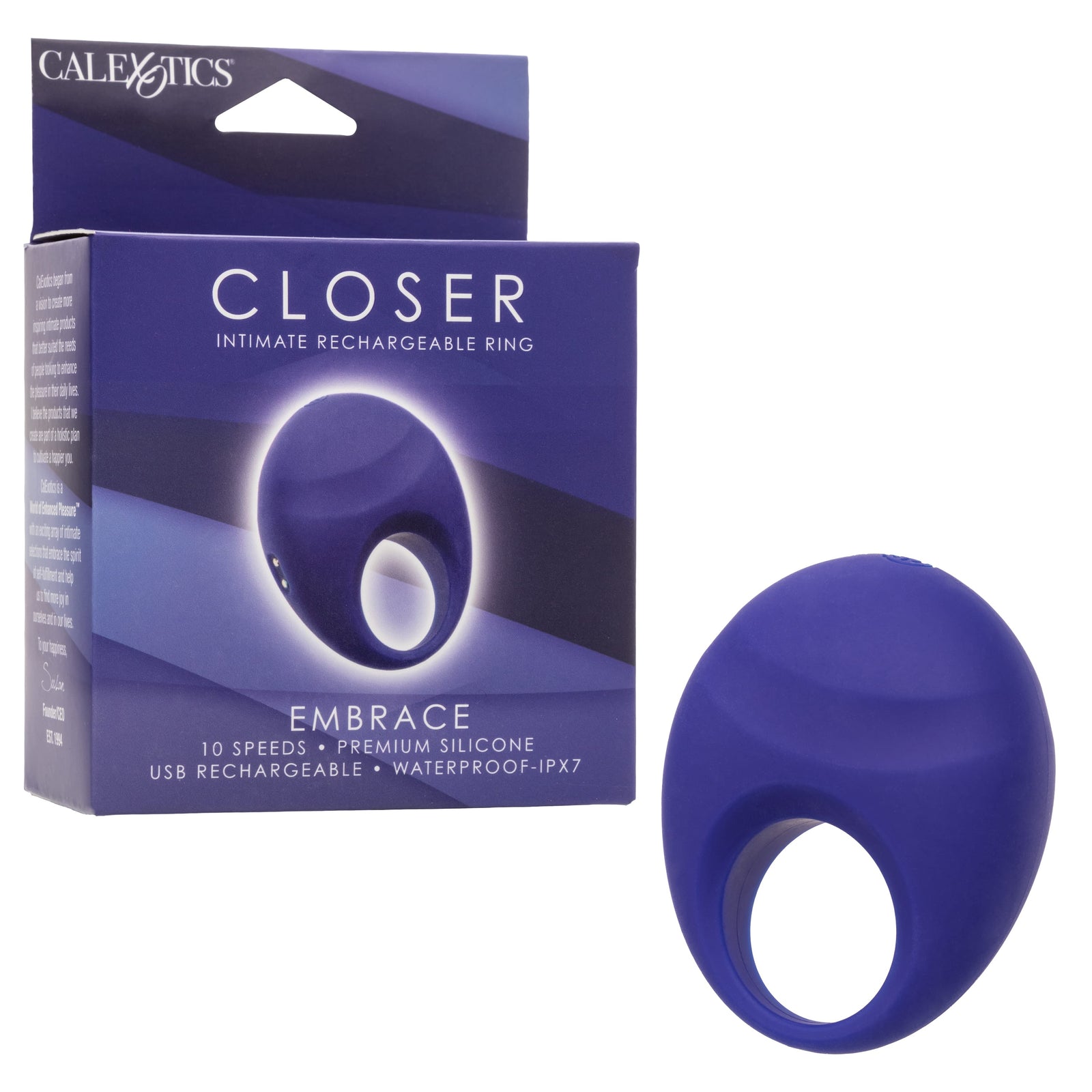 California Exotics - Embrace Closer Intimate Rechargeable Cock Ring (Blue) CE2139 Durio.sg