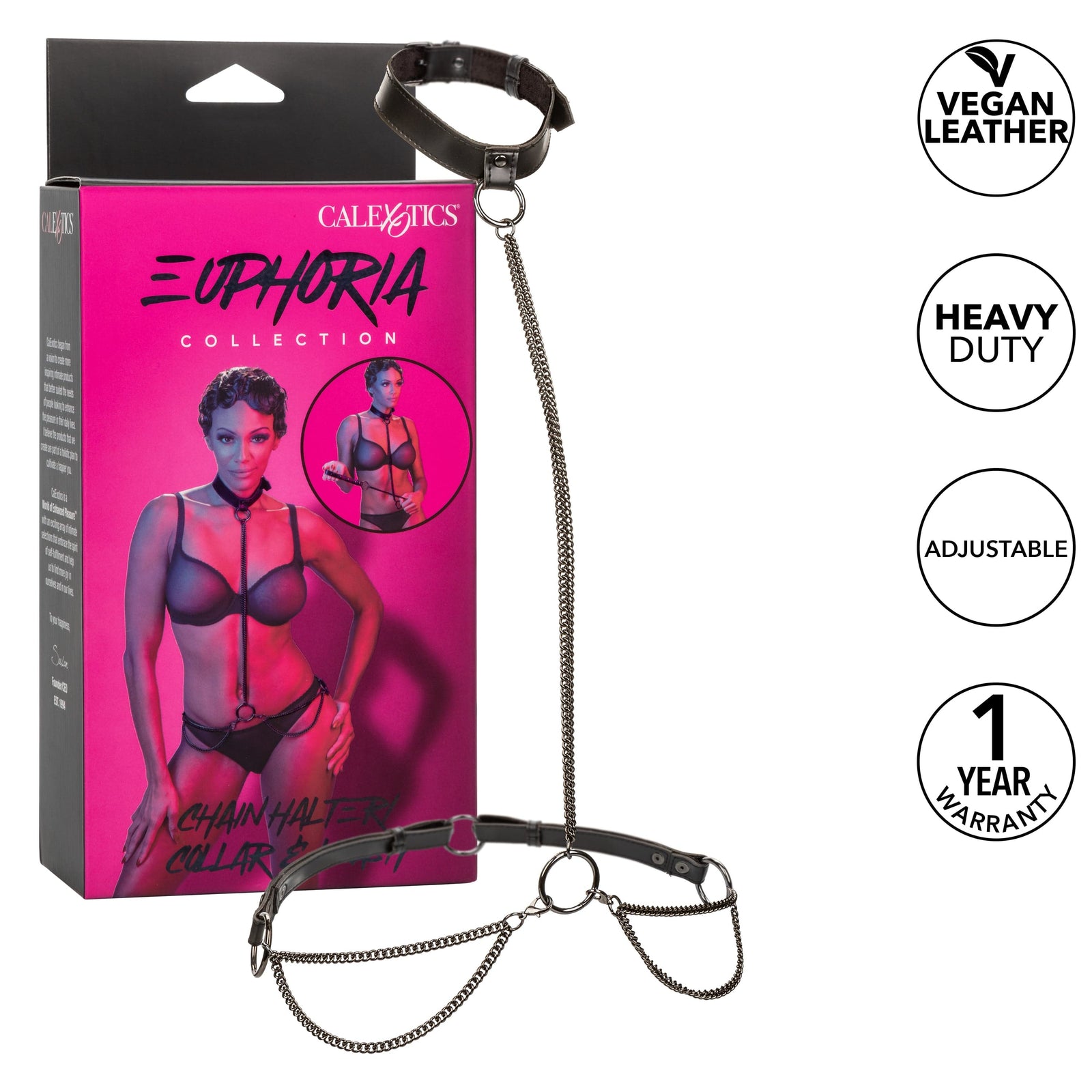 California Exotics - Euphoria Collection Chain Halter Collar and Leash (Black) CE2067 Durio.sg