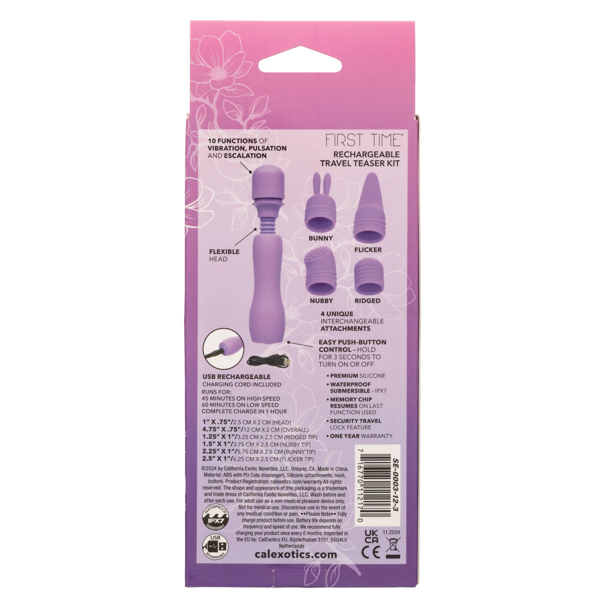 California Exotics - First Time Rechargeable Travel Teaser Kit Vibrator (Purple) CE2140 Durio.sg