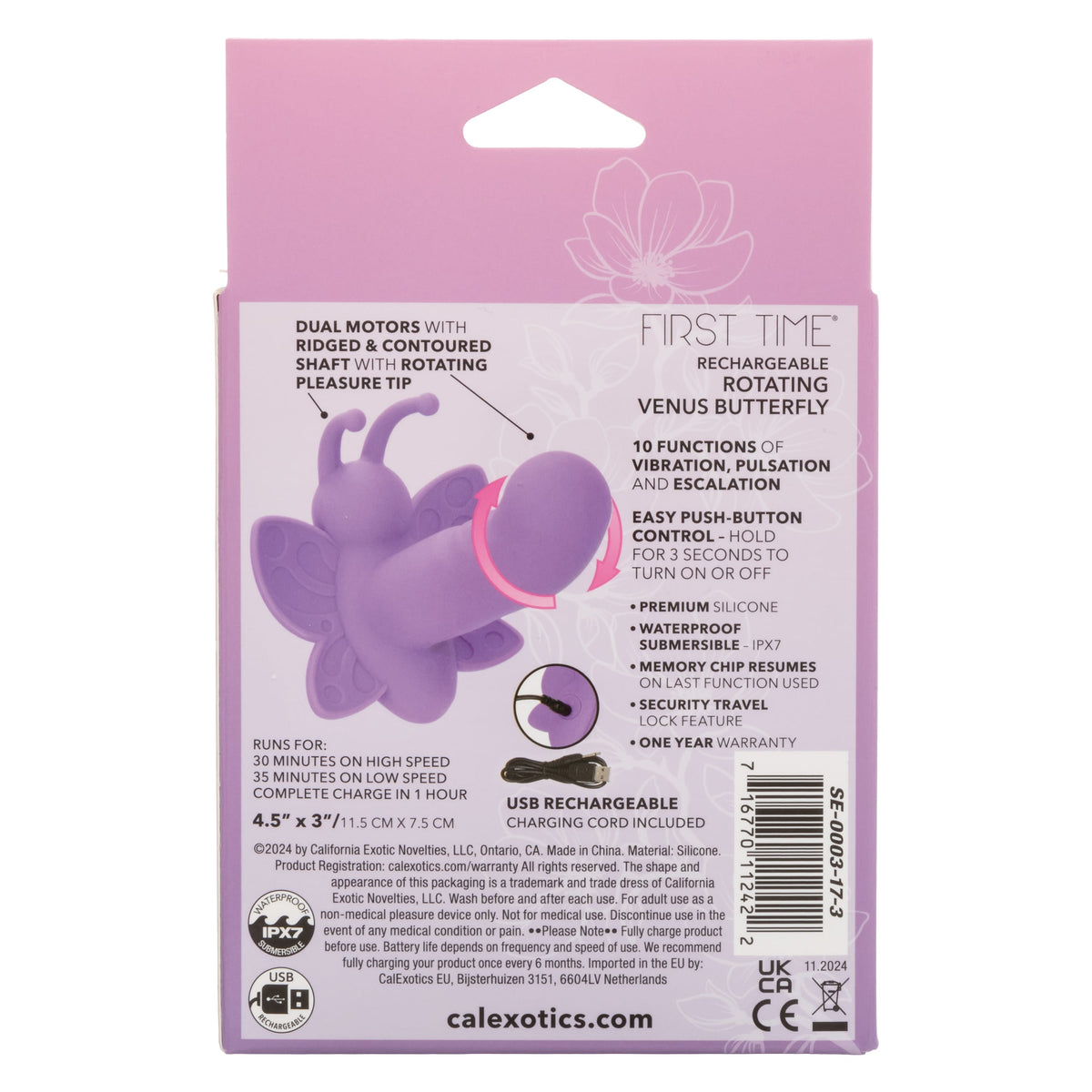 California Exotics - First Time Rotating Venus Butterfly Vibrator (Purple) CE2127 Durio.sg